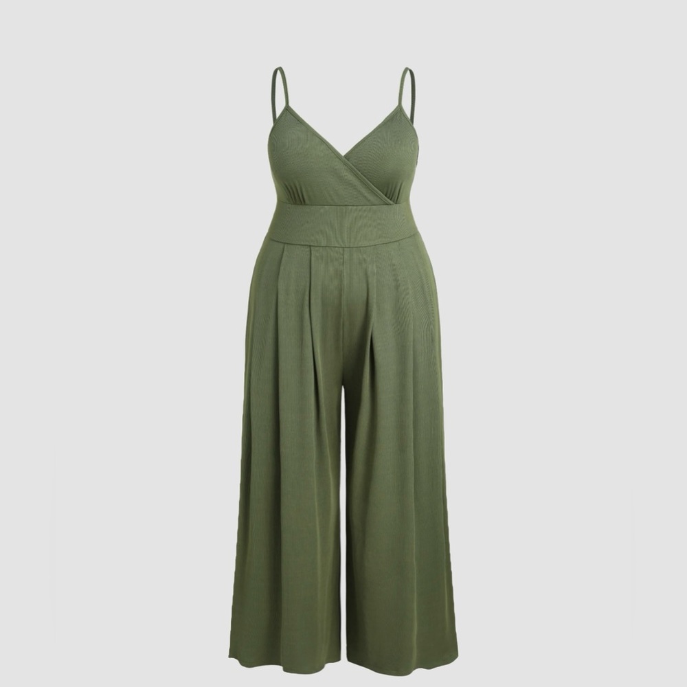 V-NECK CAMI WIDE LEG JUMPSUIT CURVE & PLUS